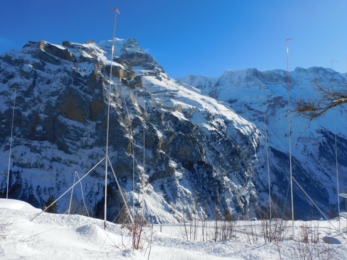 Snow-covered mountains seen from Mürren, Switzerland